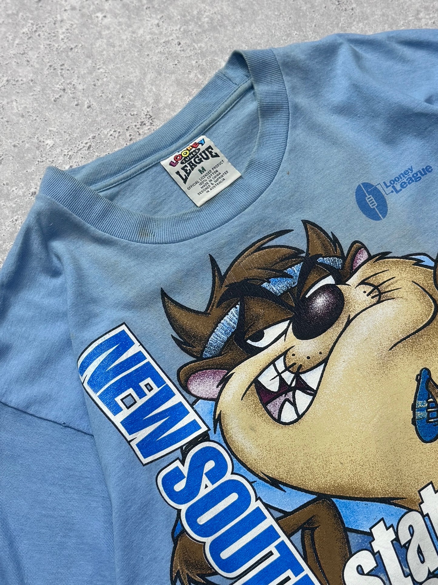 Vintage 1995 New South Wales Blues Rugby League X Taz Looney Tunes Tee (M)