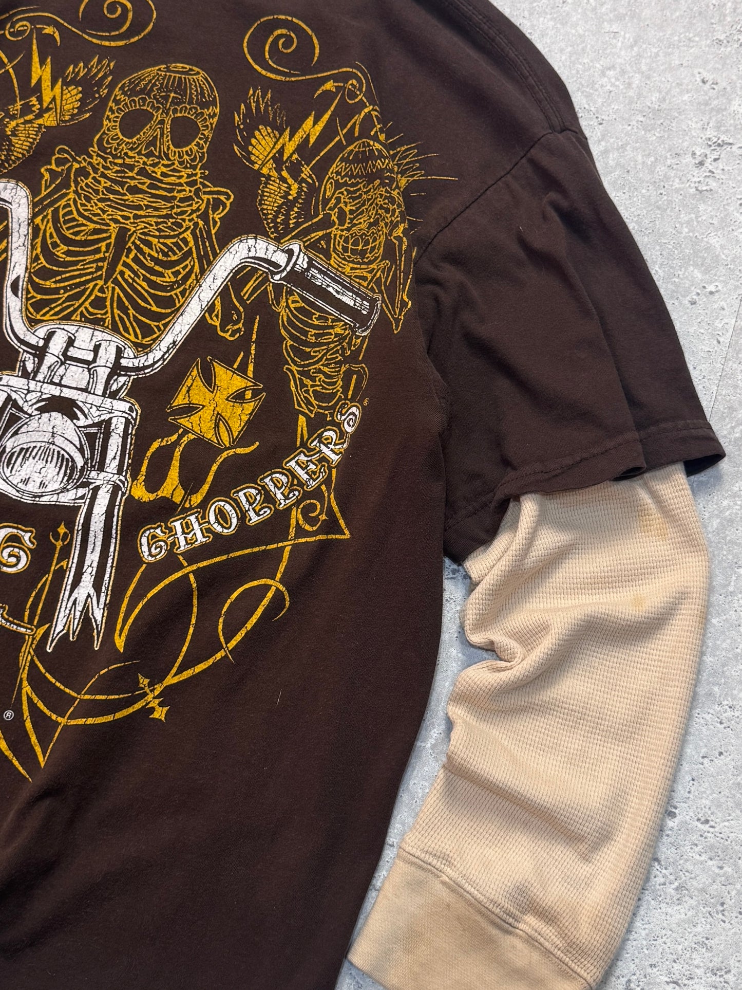 Vintage Y2K West Coast Choppers Waffle Thermal Sleeve Tee (L)