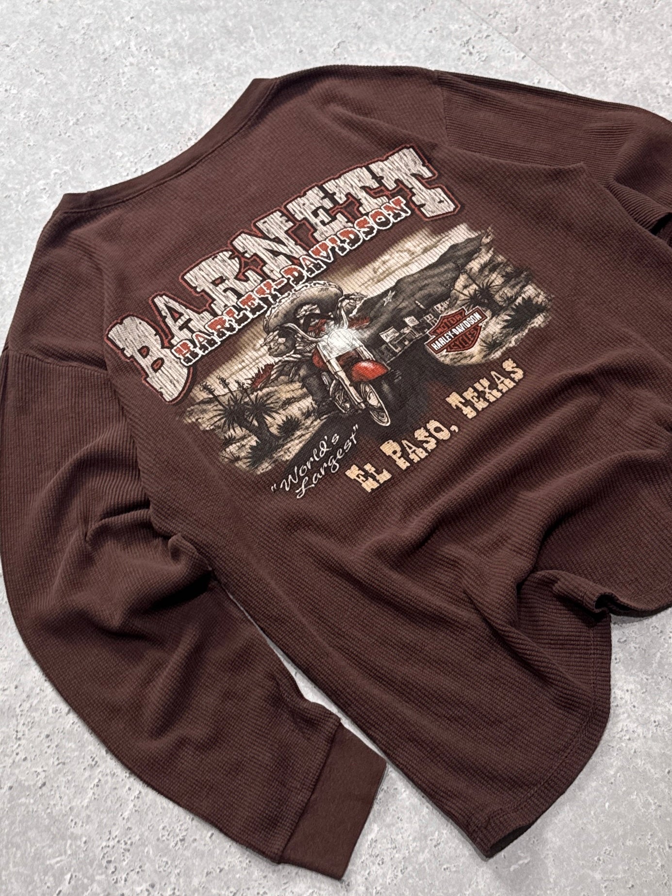Vintage 2000s Harley Davidson Waffle Long Sleeve Tee (XL)