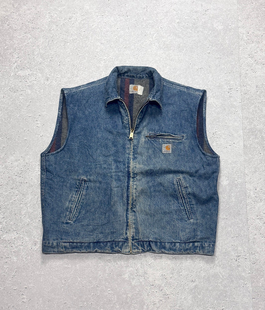 Vintage Carhartt Blanket Lined Denim Workwear Vest (XL)