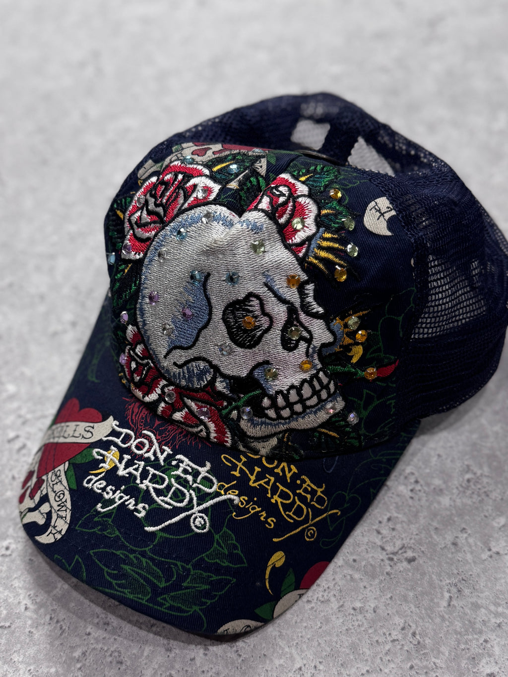 Vintage Y2K Ed Hardy Skull Diamanti Cap