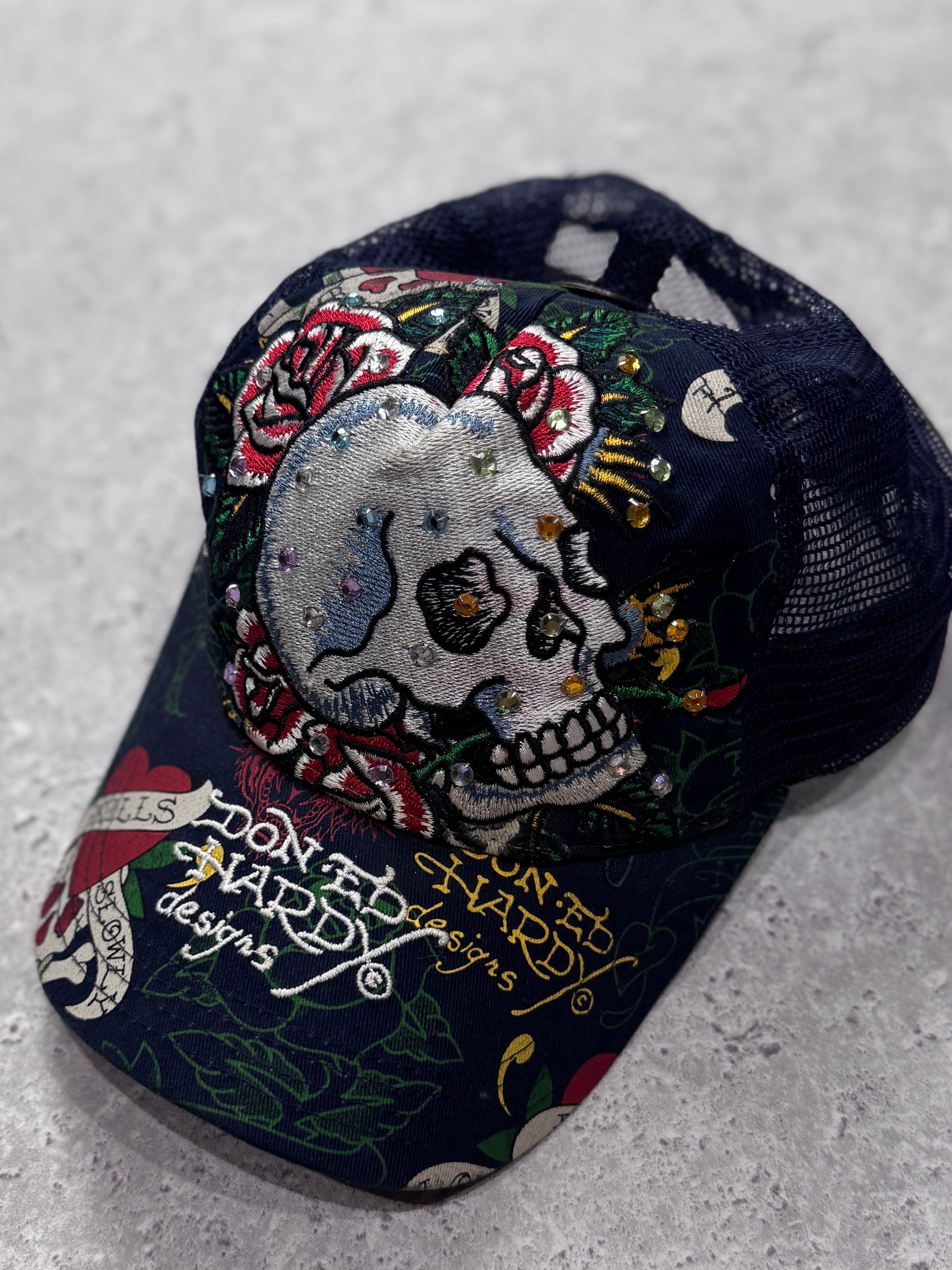 Vintage Y2K Ed Hardy Skull Diamanti Cap