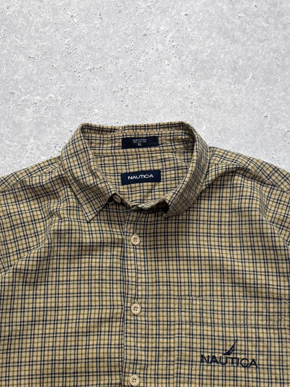 Vintage Nautica Cropped Button Up Shirt (XL)