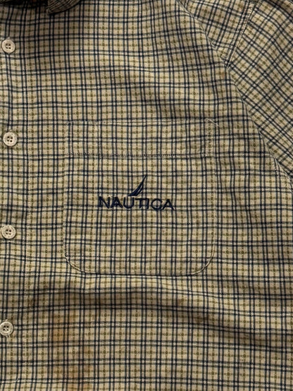 Vintage Nautica Cropped Button Up Shirt (XL)