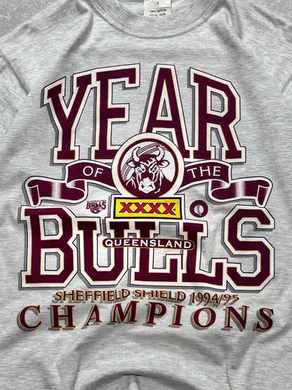 Vintage 90s Queensland Bulls Sheffield Shield Cricket Tee (M)