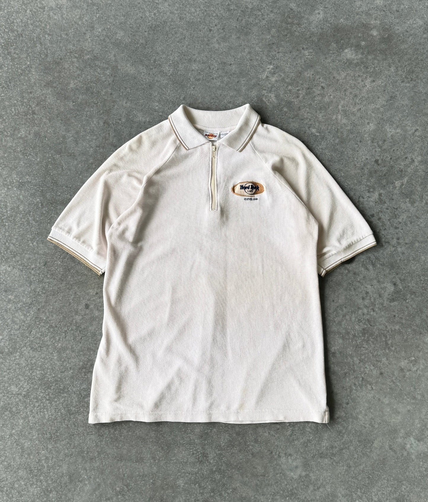 Vintage Hard Rock Quarter Zip Polo Shirt (L)