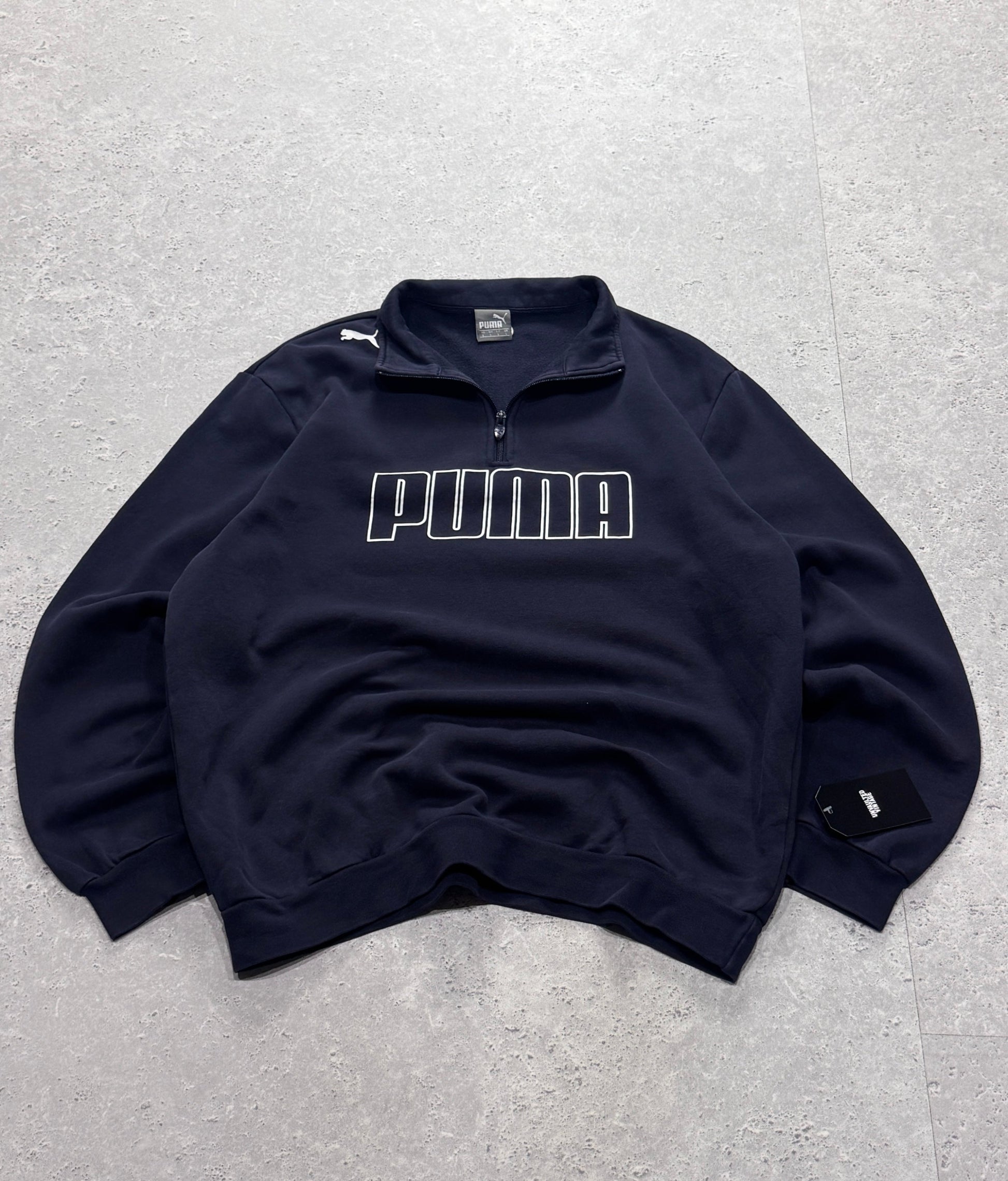 Vintage 2000s Puma Spellout Quarter Zip Sweater (L)