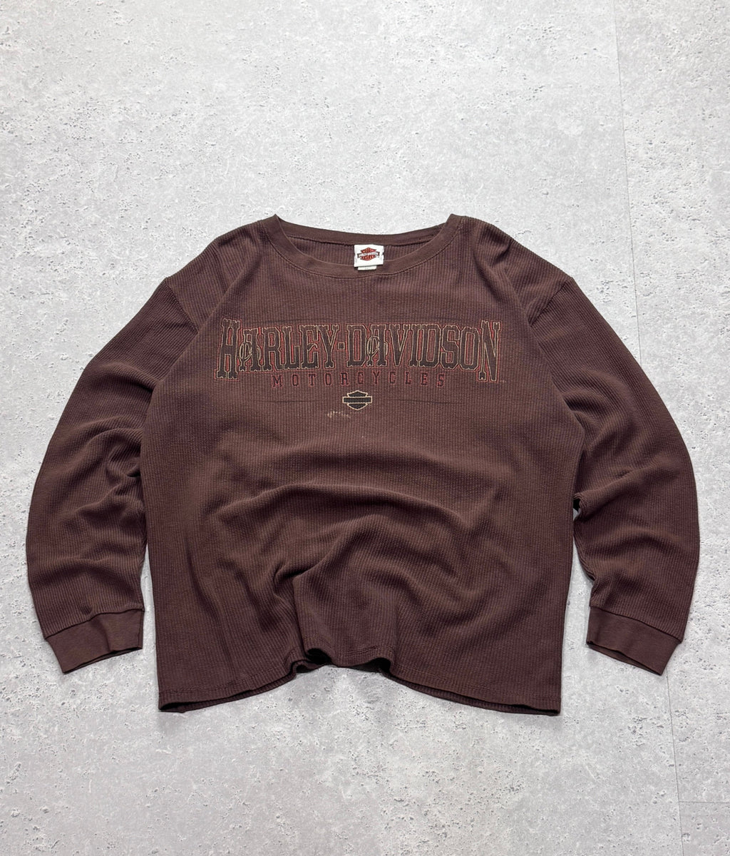 Vintage 2000s Harley Davidson Waffle Long Sleeve Tee (XL)