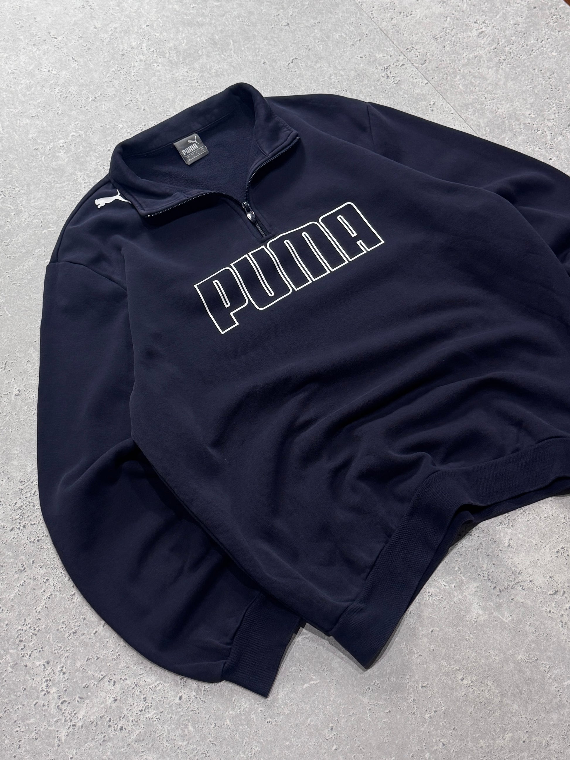 Vintage 2000s Puma Spellout Quarter Zip Sweater (L)