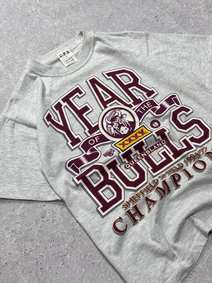 Vintage 90s Queensland Bulls Sheffield Shield Cricket Tee (M)