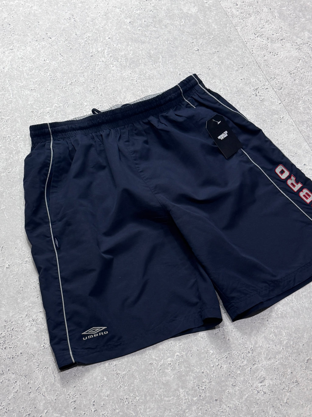Vintage 2000s Umbro Spellout Track Shorts (XL)