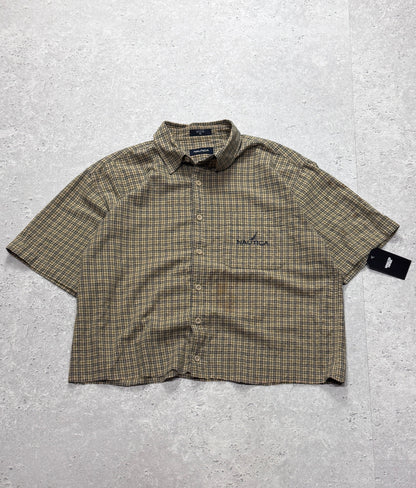 Vintage Nautica Cropped Button Up Shirt (XL)