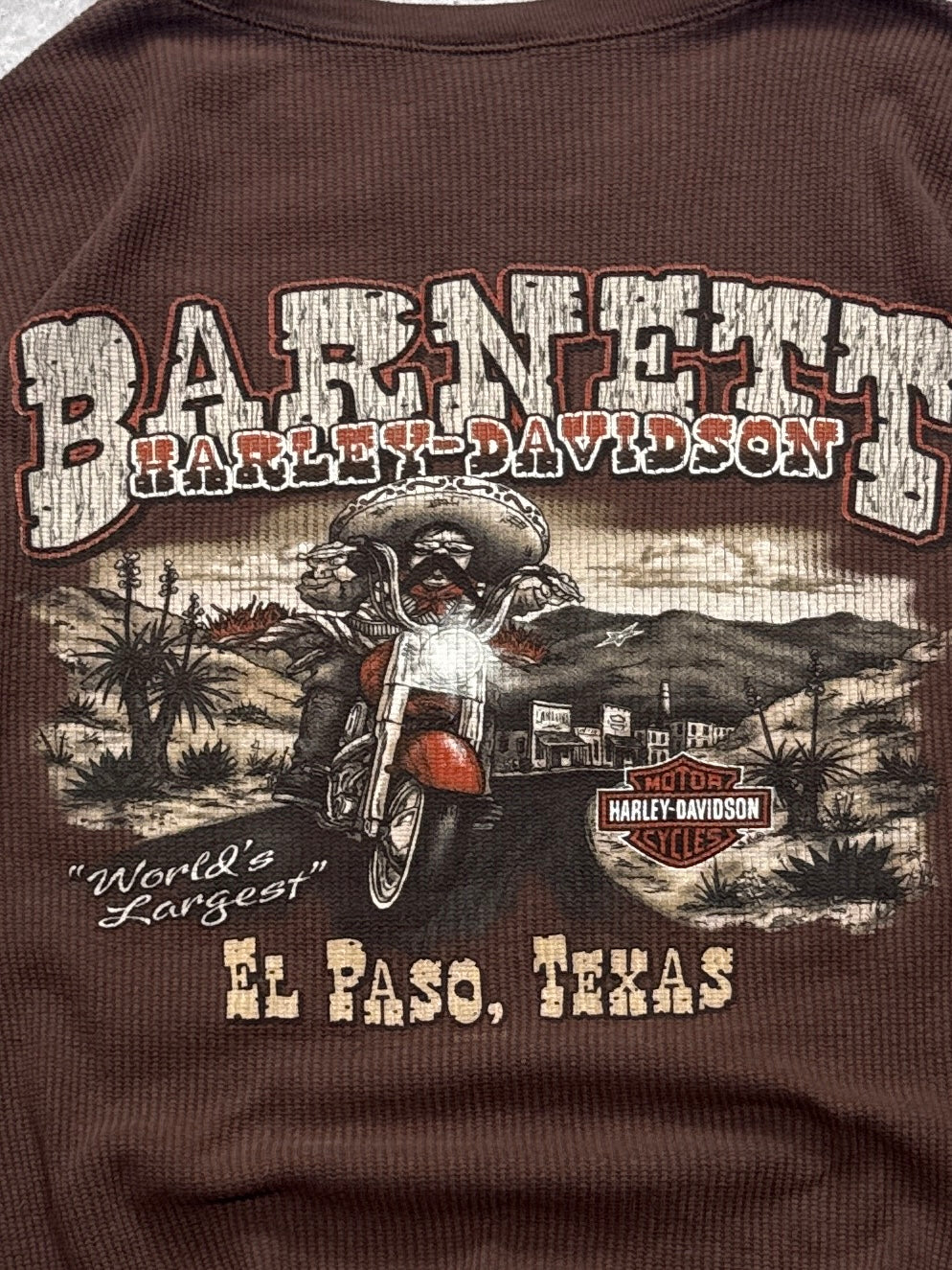 Vintage 2000s Harley Davidson Waffle Long Sleeve Tee (XL)