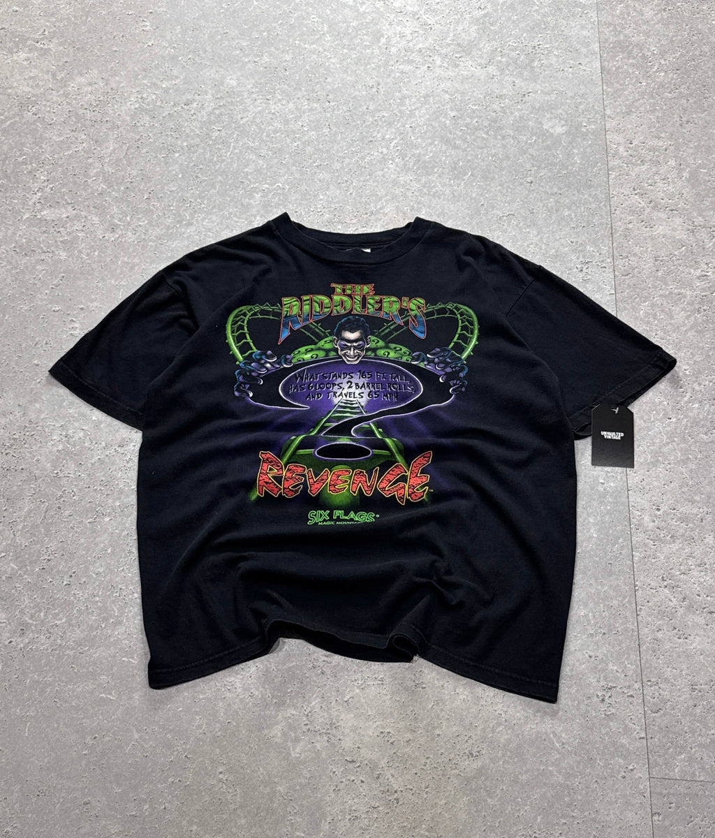 Vintage 90s Riddler's Revenge Six Flags Amusement Park Tee (L)
