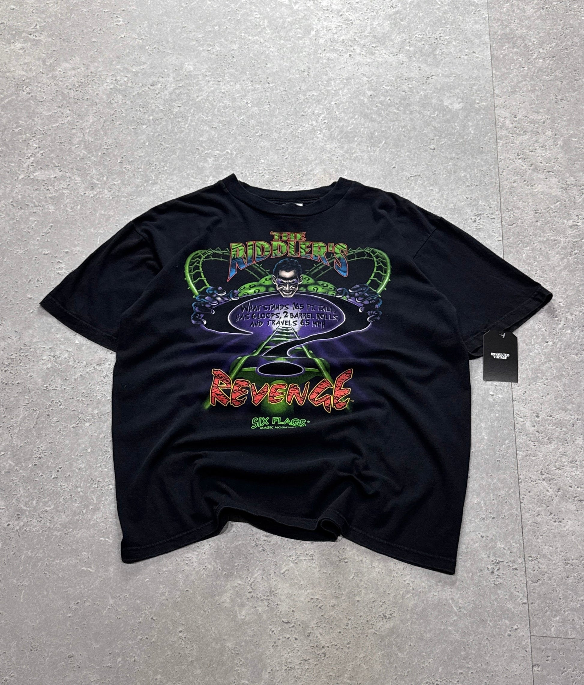 Vintage 90s Riddler's Revenge Six Flags Amusement Park Tee (L)