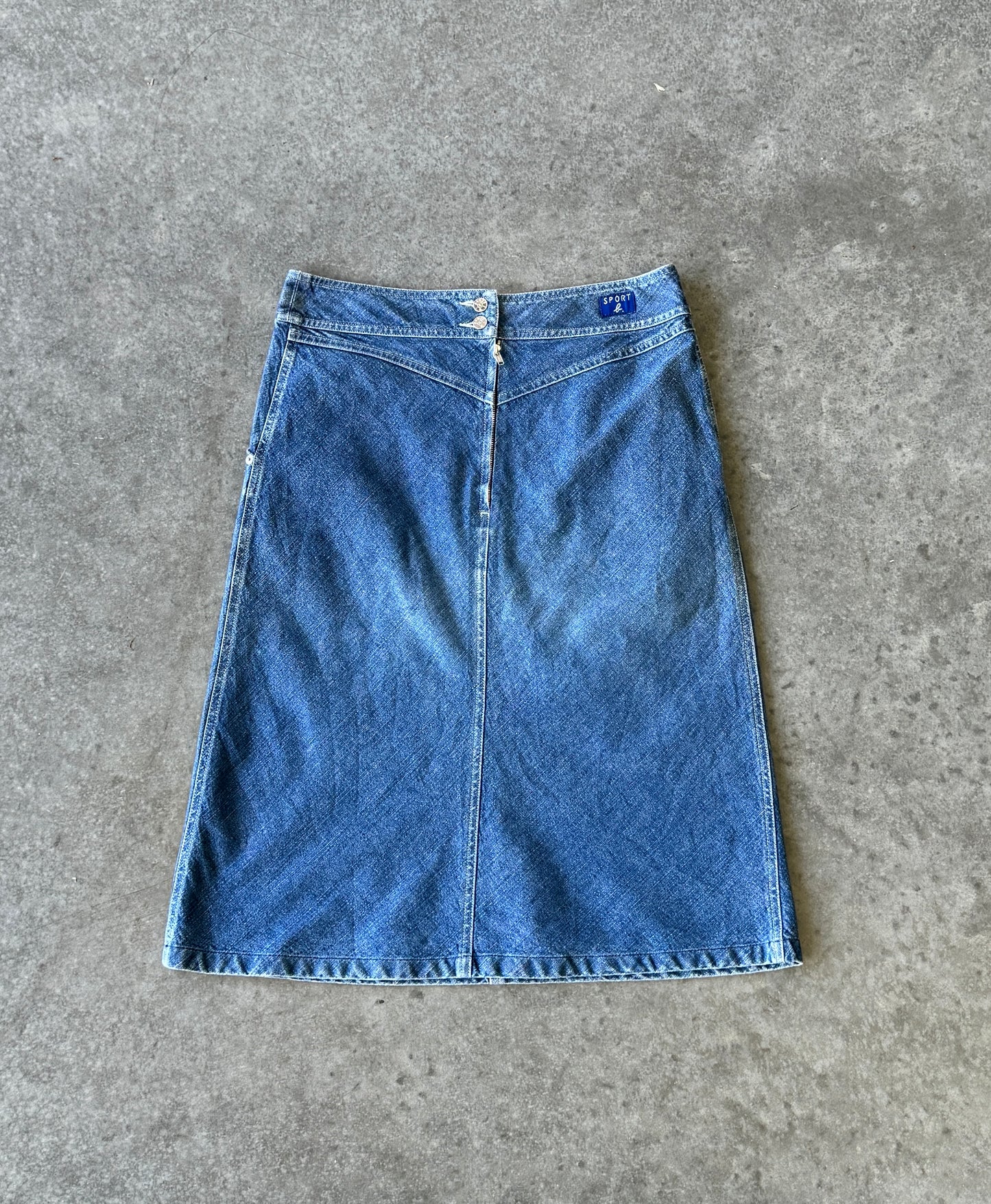 Vintage Denim Midi Skirt (L)