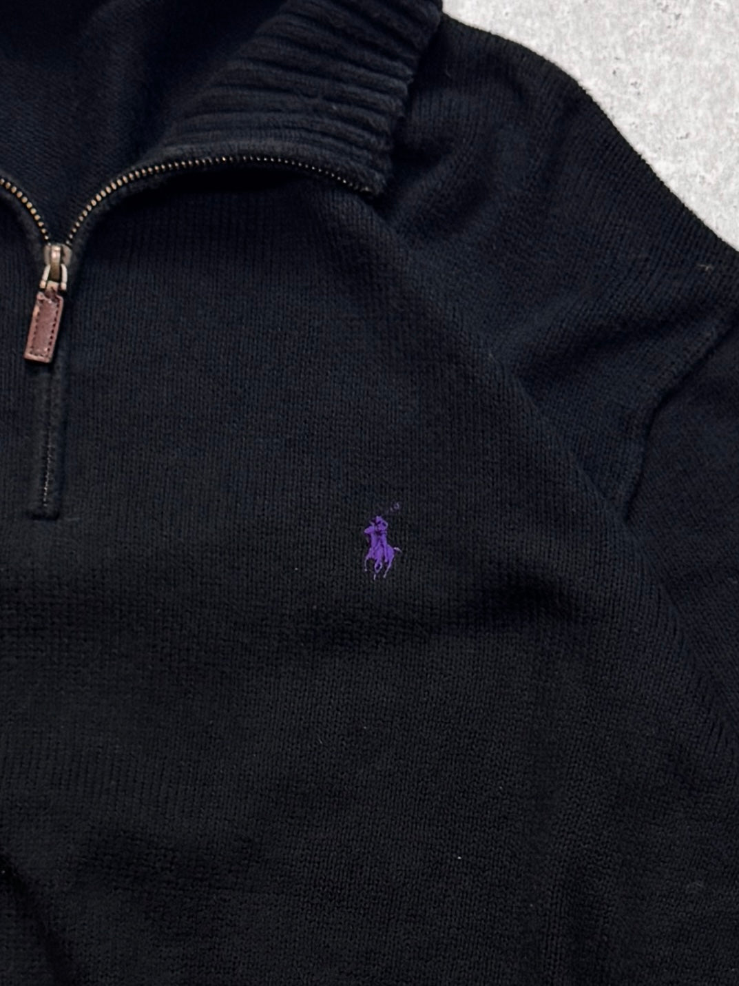 Vintage Polo Ralph Lauren Knitted Quarter Zip Sweater (2XL)