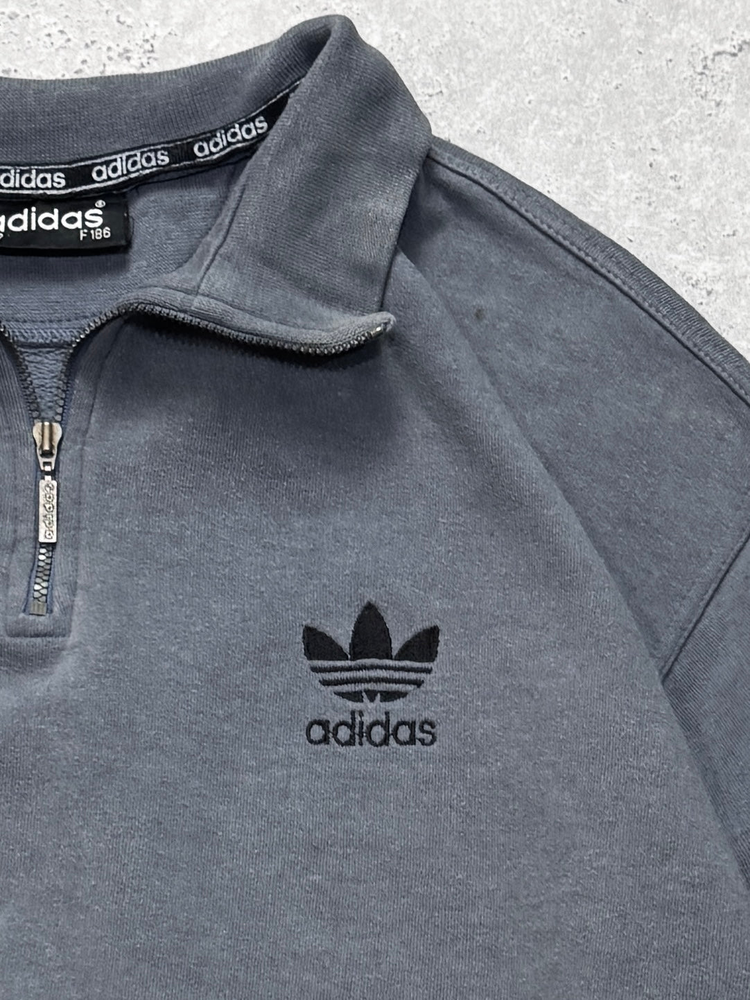 Vintage 90s Adidas Embroidered Quarter Zip Sweater (L)