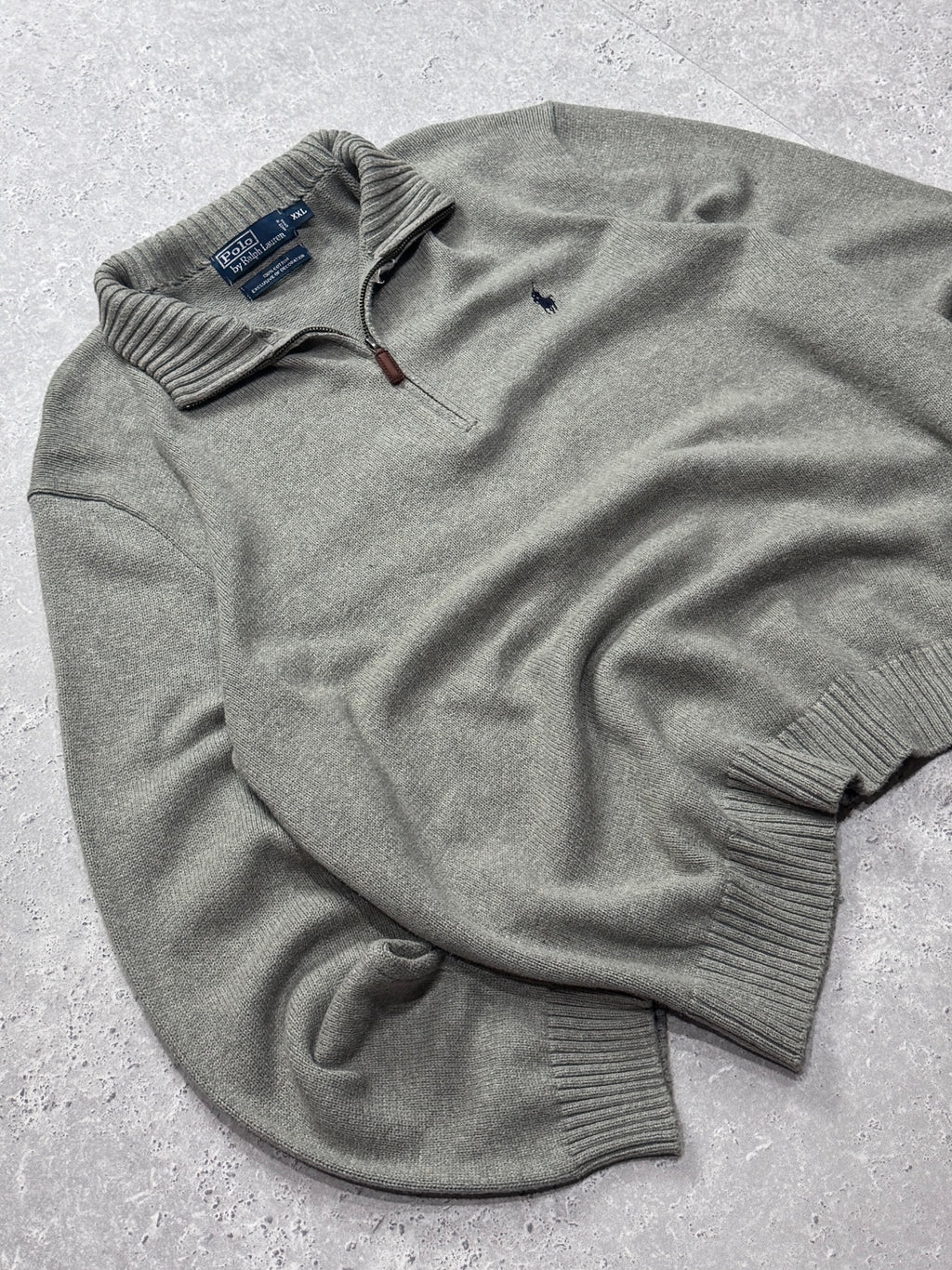 Vintage Polo Ralph Lauren Knitted Quarter Zip Sweater (2XL)