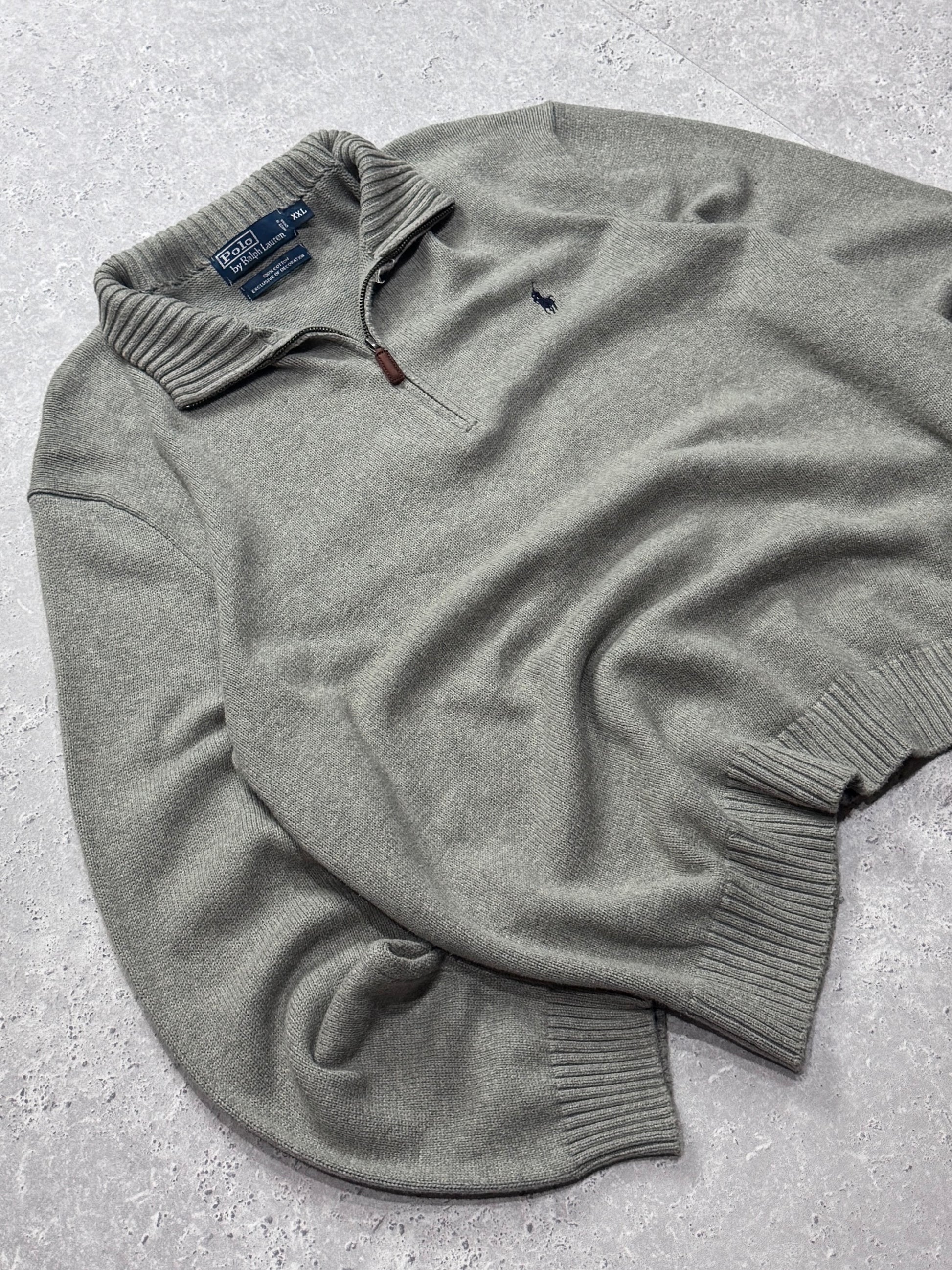 Vintage Polo Ralph Lauren Knitted Quarter Zip Sweater (2XL)
