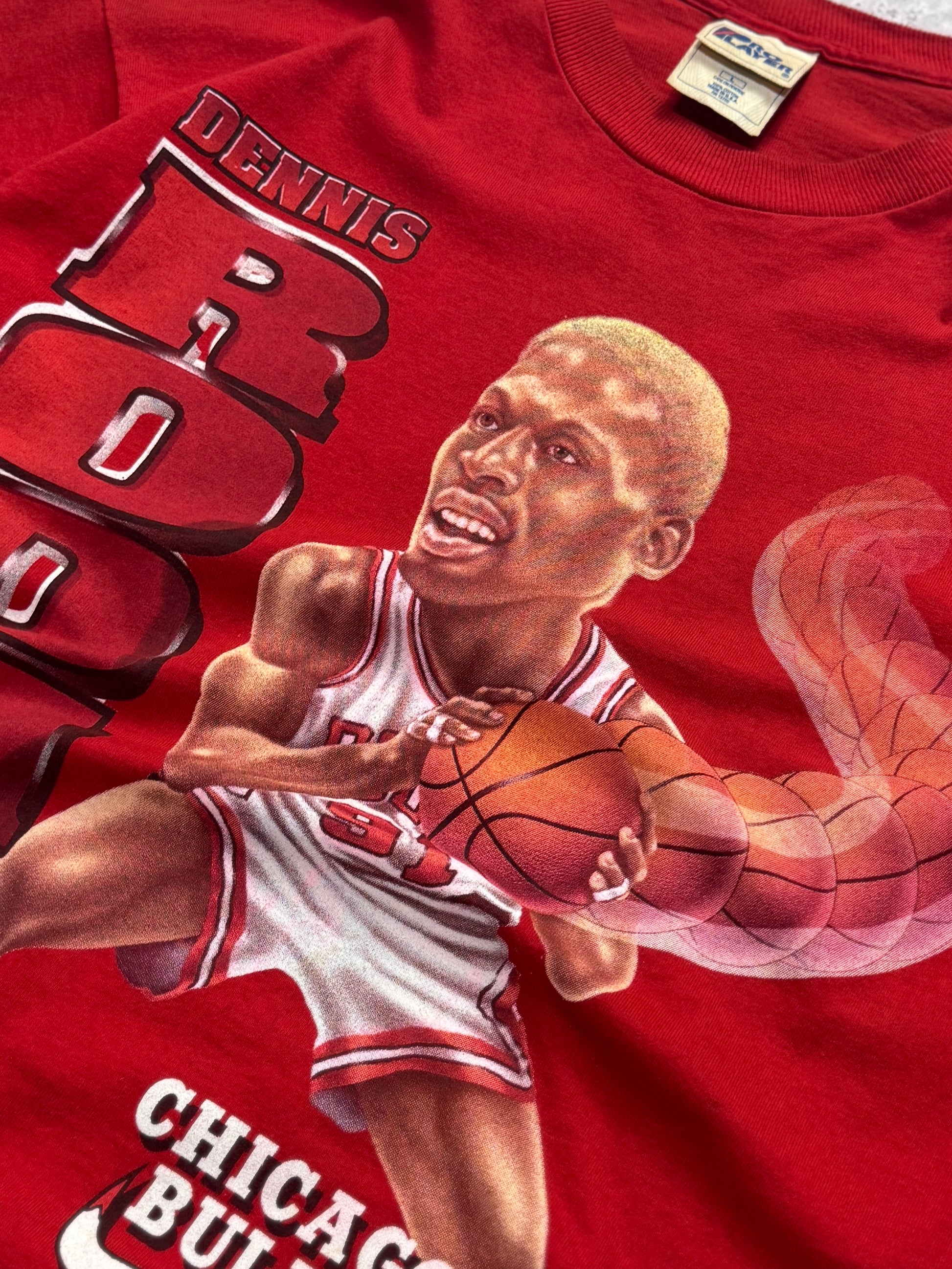 Vintage 90s Dennis Rodman X Chicago Bulls Caricature NBA Tee (L)