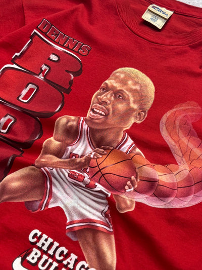 Vintage 90s Dennis Rodman X Chicago Bulls Caricature NBA Tee (L)