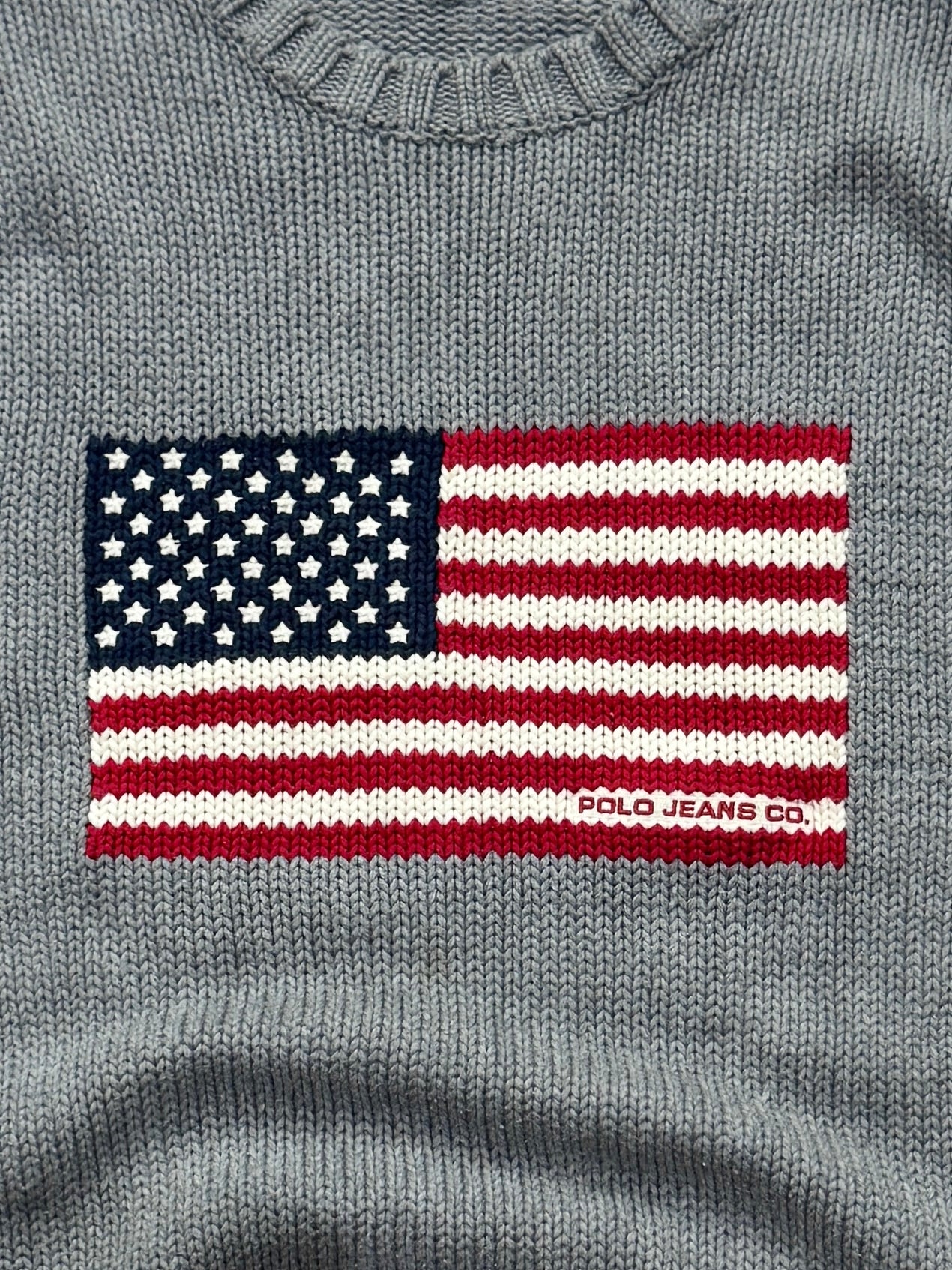 Vintage Ralph Lauren Polo Jeans USA Flag Knit Sweater (XL)