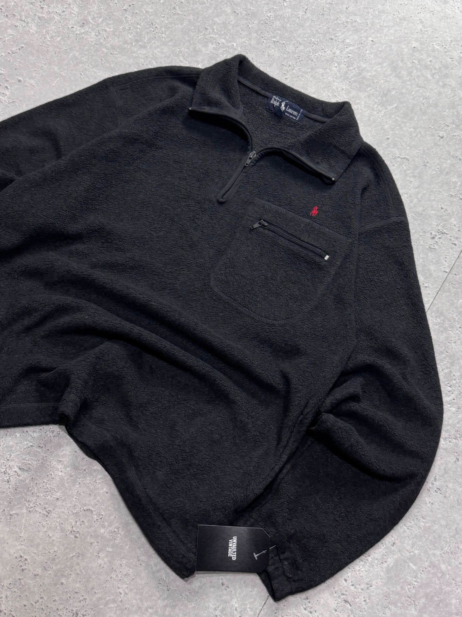 Vintage 90s Polo Ralph Lauren Fleece Quarter Zip Sweater (L)