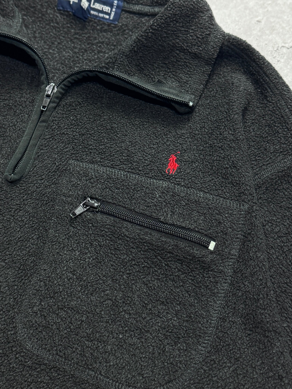 Vintage 90s Polo Ralph Lauren Fleece Quarter Zip Sweater (L)