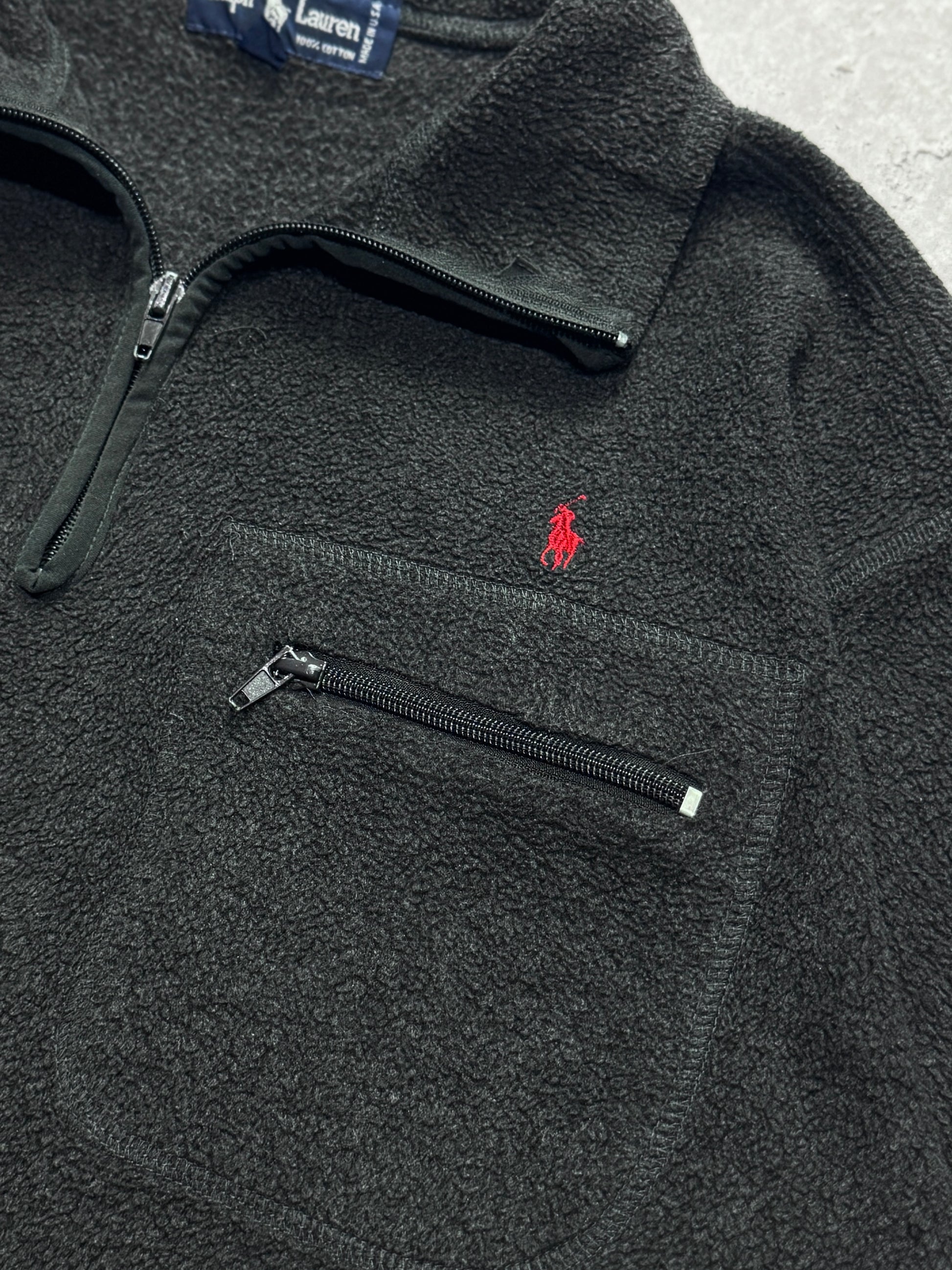 Vintage 90s Polo Ralph Lauren Fleece Quarter Zip Sweater (L)