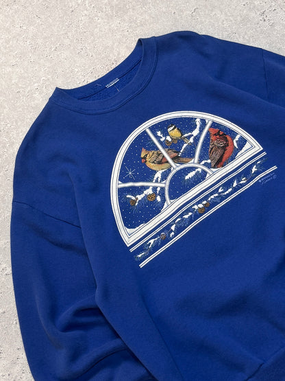 Vintage 90s Birds Graphic Nature Sweater (L)