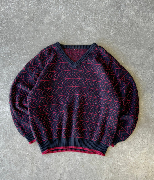 Vintage 00s Patterned Knit Sweater (XL)