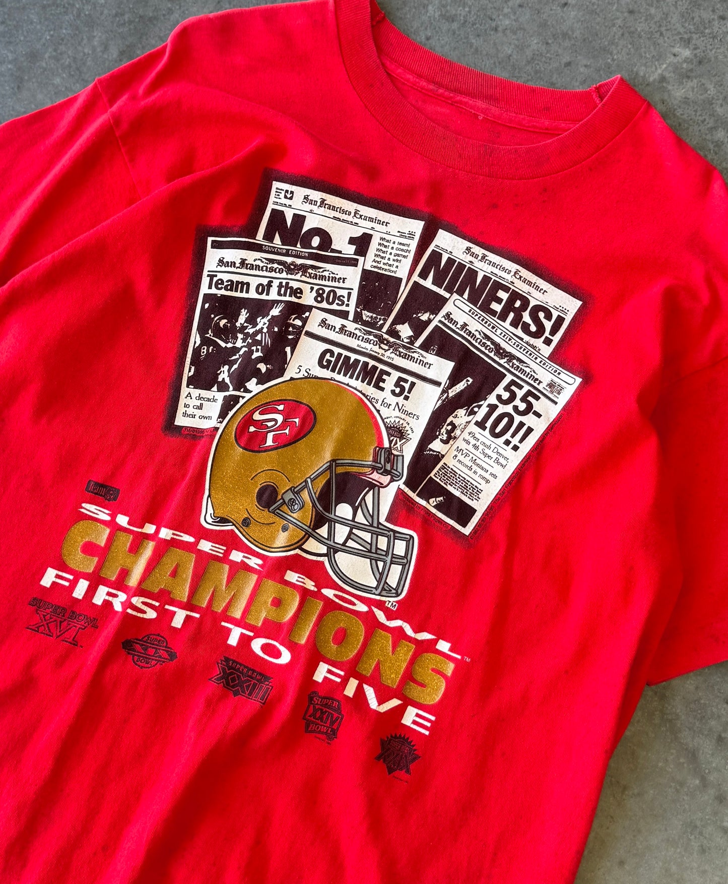 Vintage 90s San Francisco 49ers Newspaper Tee (2XL)