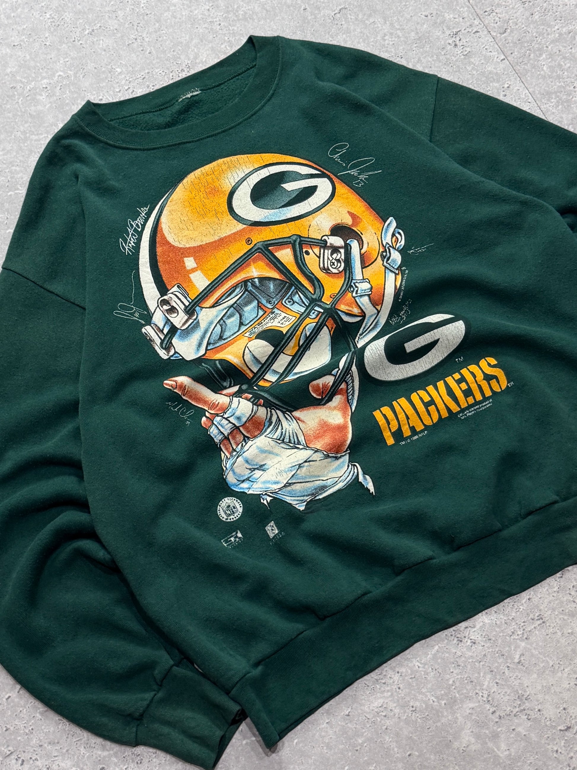 Vintage 90s Greenbay Packers NFL Helmet Sweater (L)