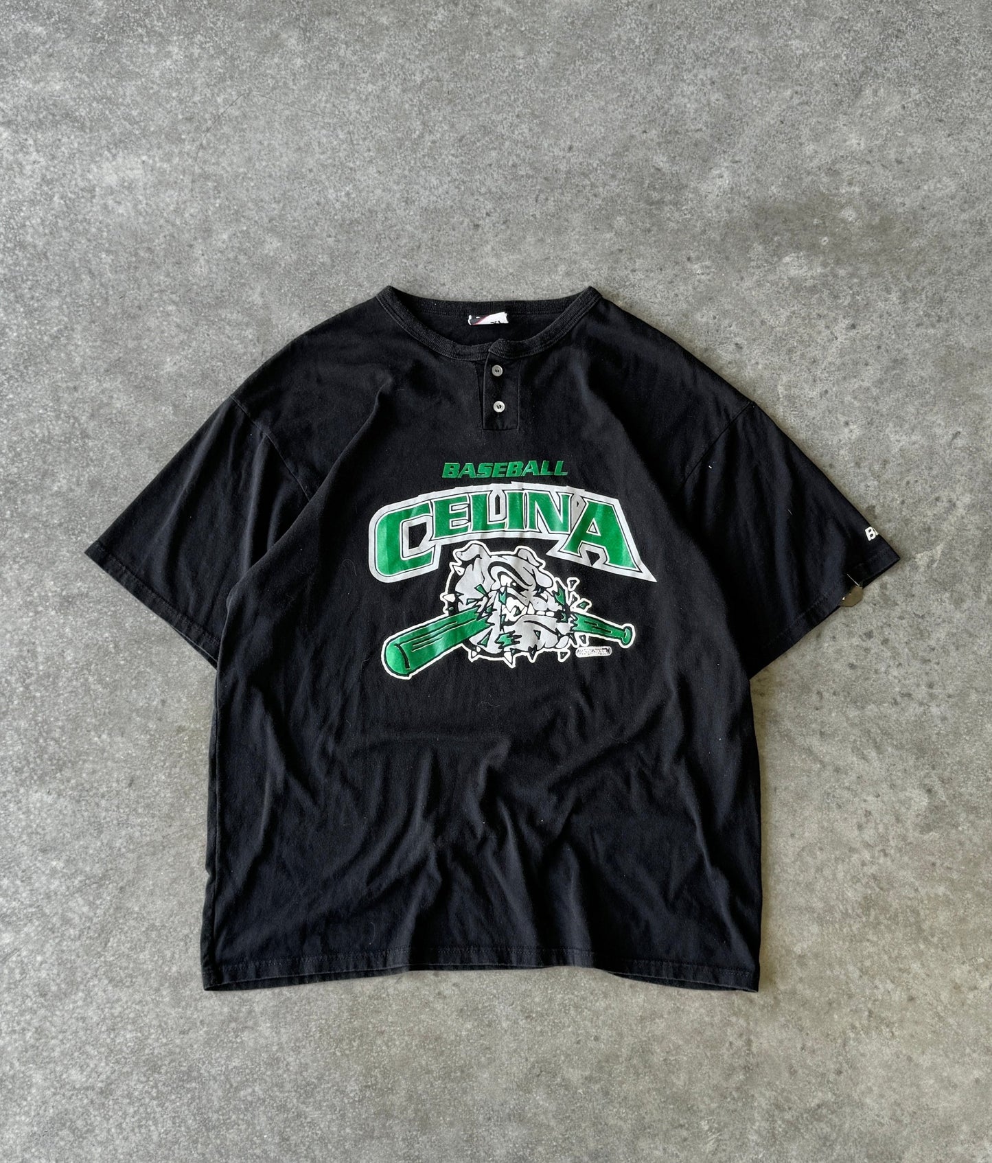 Vintage Celina Baseball Quarter Button Tee (XL)