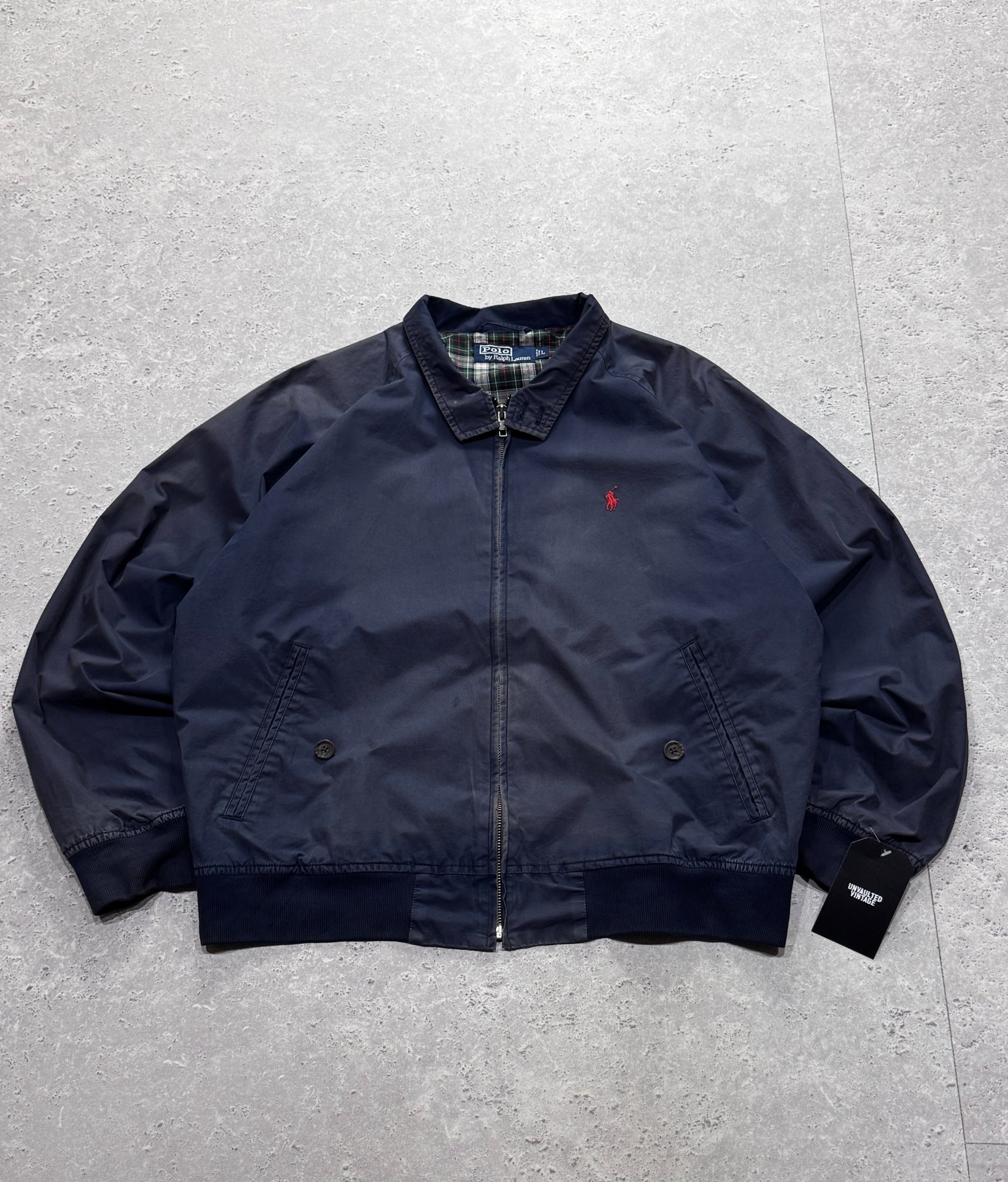 Vintage Polo Ralph Lauren Plaid Lined Harrington Jacket (L)