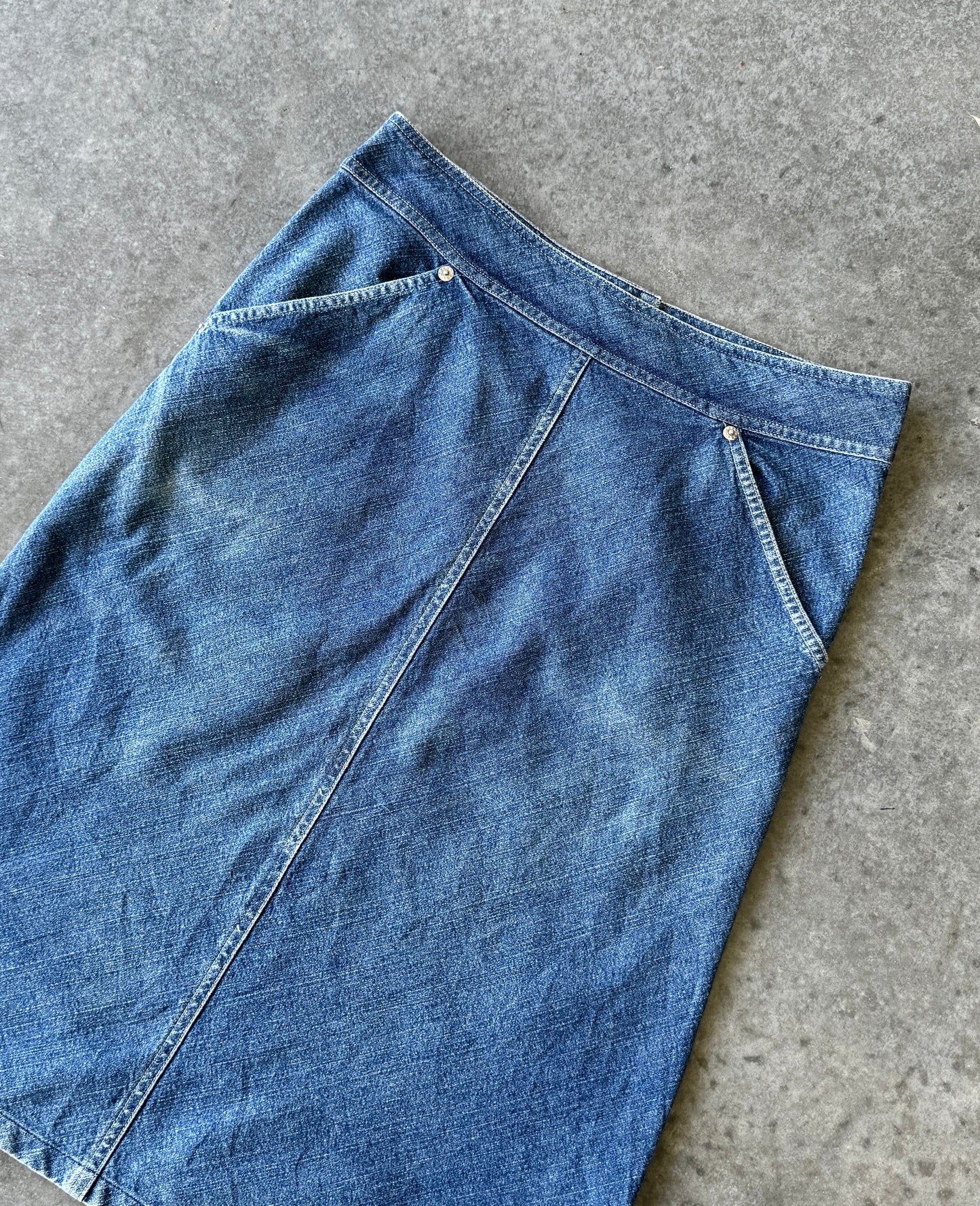 Vintage Denim Midi Skirt (L)