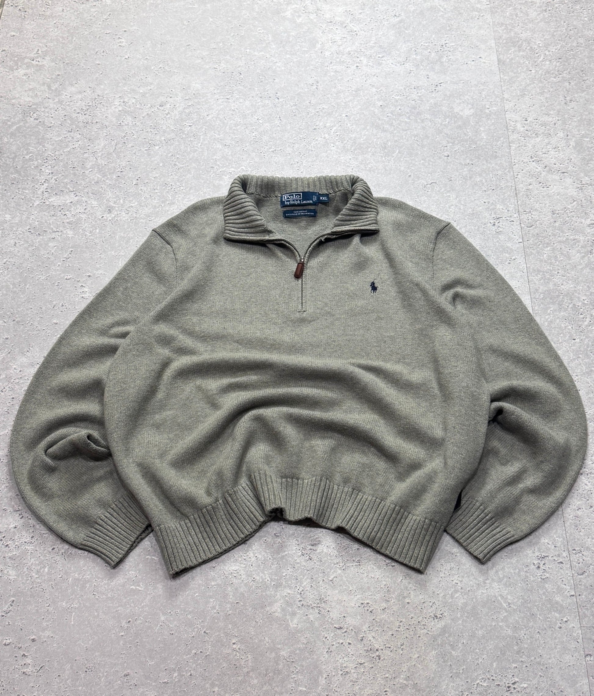 Vintage Polo Ralph Lauren Knitted Quarter Zip Sweater (2XL)
