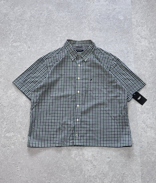 Vintage Nautica Cropped Button Up Shirt (XL)