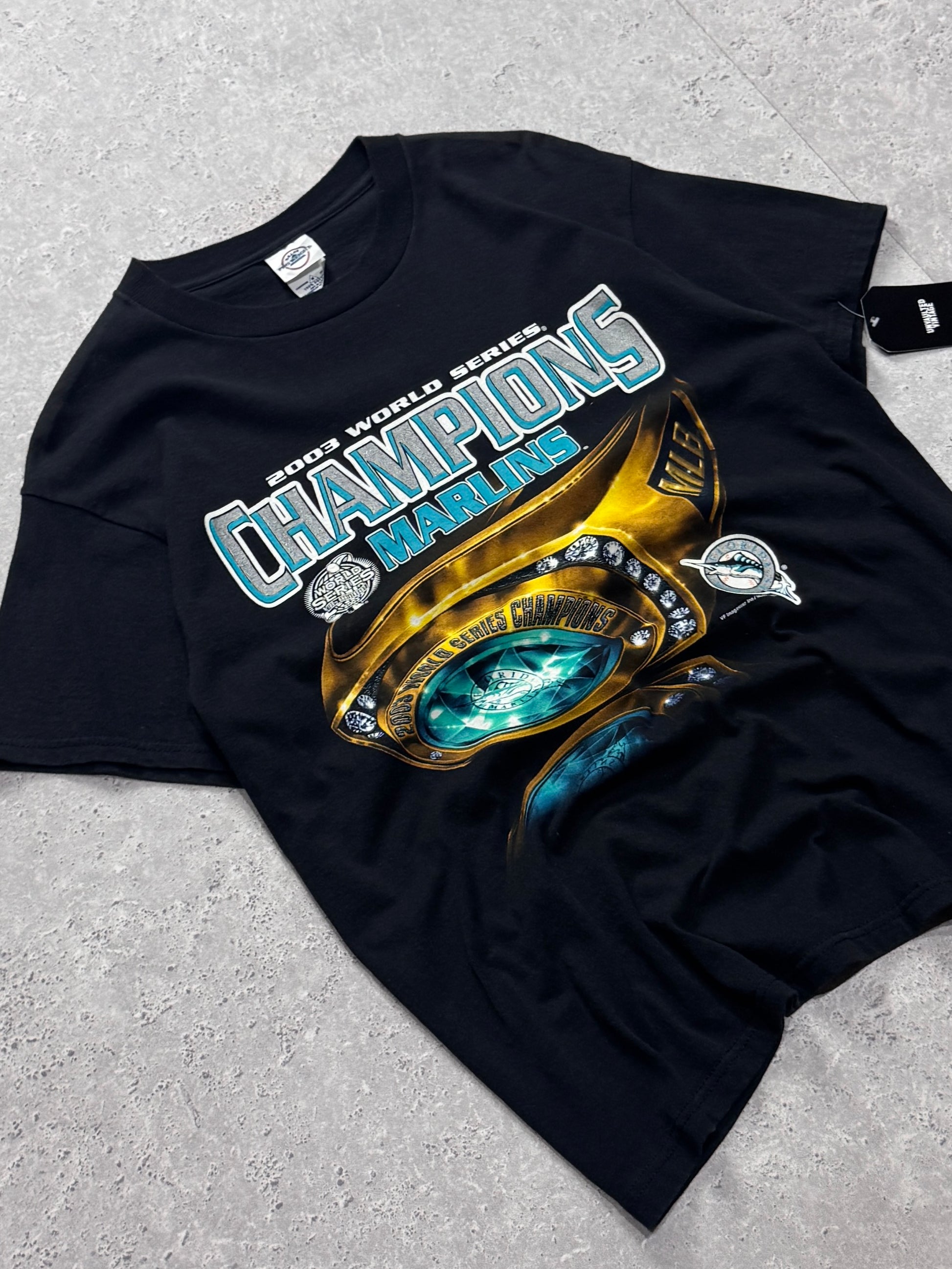 Vintage 2003 Florida Marlins MLB World Series Ring Tee (M)