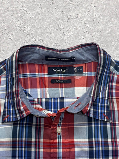 Vintage 2000s Nautica Plaid Button Up Shirt (2XL)