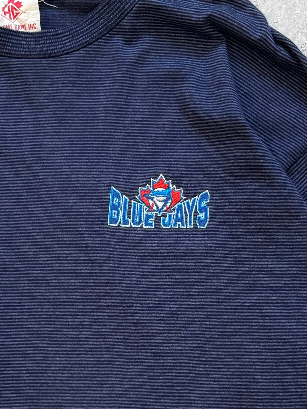 Vintage Toronto Blue Jays Striped MLB Tee (2XL)