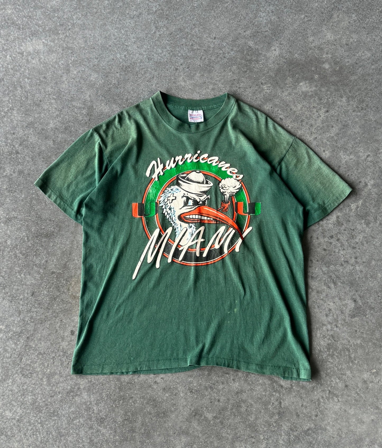 Vintage 90s Miami Hurricanes Mascot Tee (L)