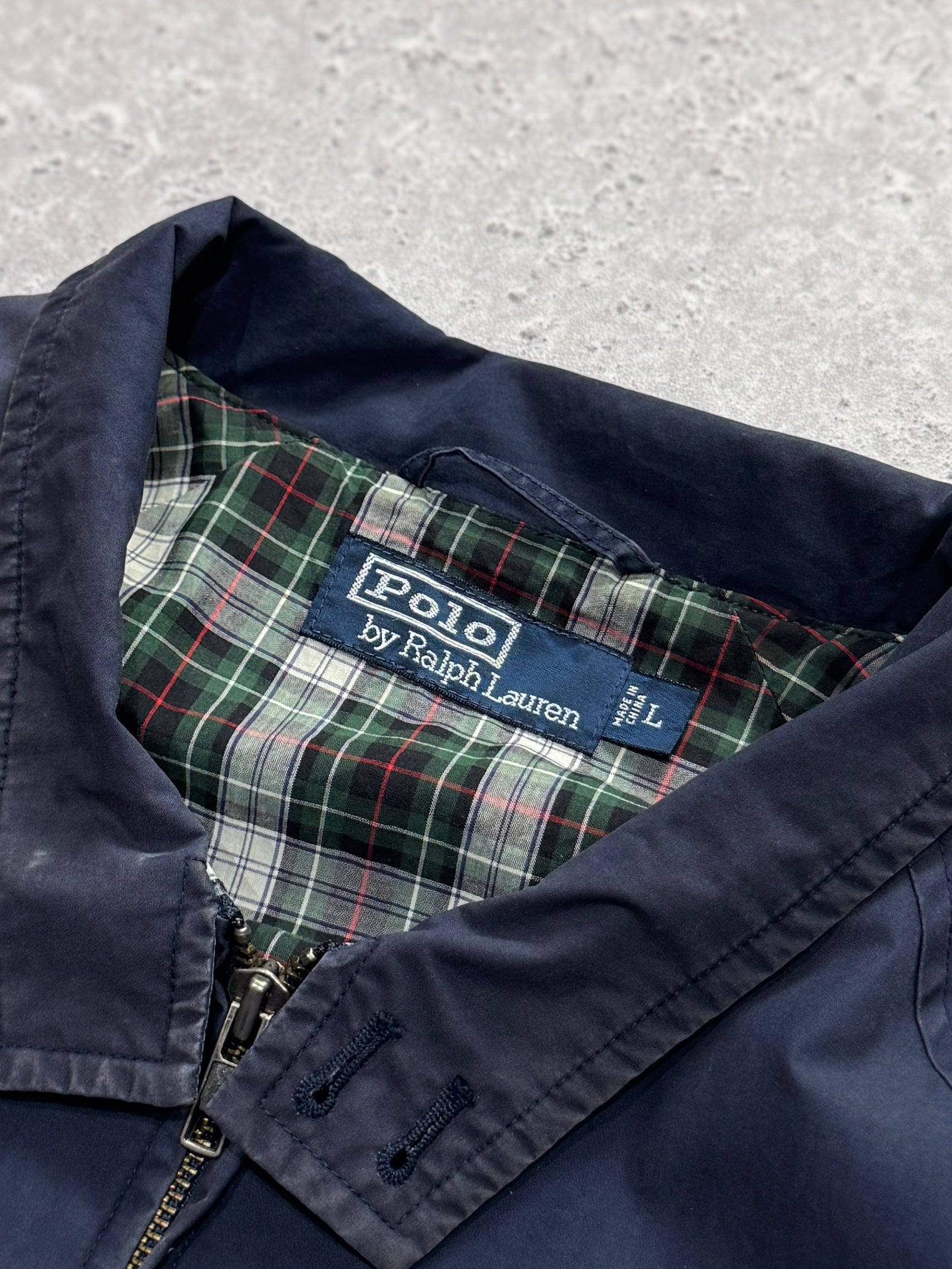 Vintage Polo Ralph Lauren Plaid Lined Harrington Jacket (L)