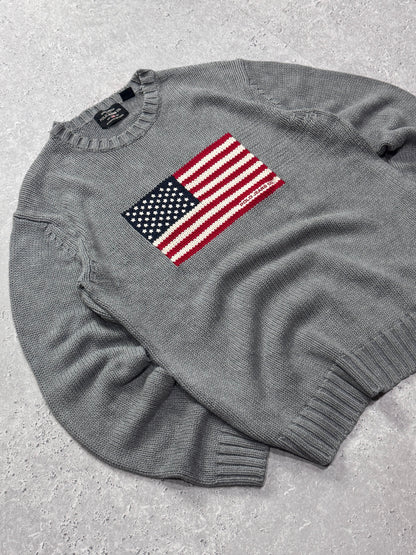 Vintage Ralph Lauren Polo Jeans USA Flag Knit Sweater (XL)