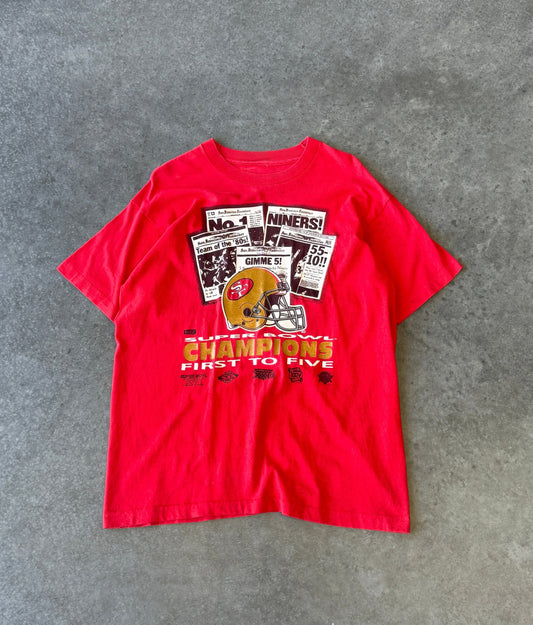 Vintage 90s San Francisco 49ers Newspaper Tee (2XL)