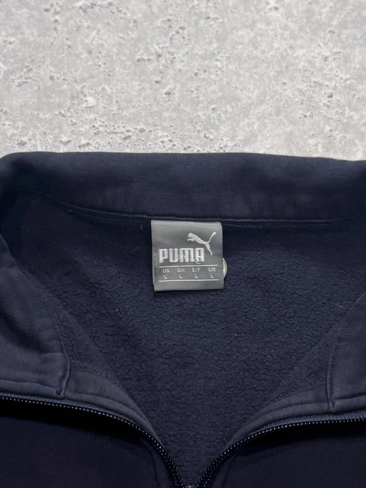 Vintage 2000s Puma Spellout Quarter Zip Sweater (L)