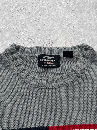 Vintage Ralph Lauren Polo Jeans USA Flag Knit Sweater (XL)