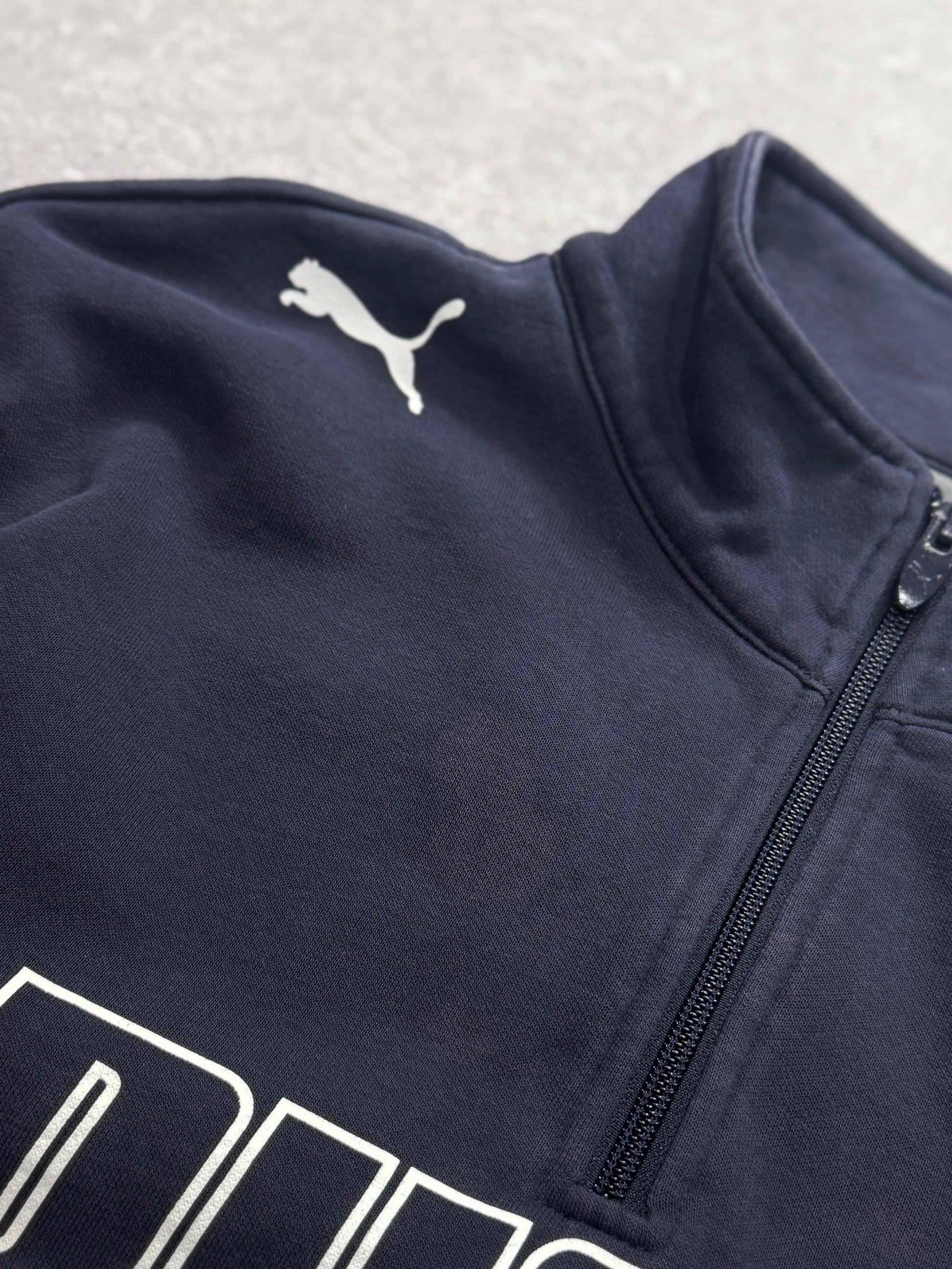 Vintage 2000s Puma Spellout Quarter Zip Sweater (L)