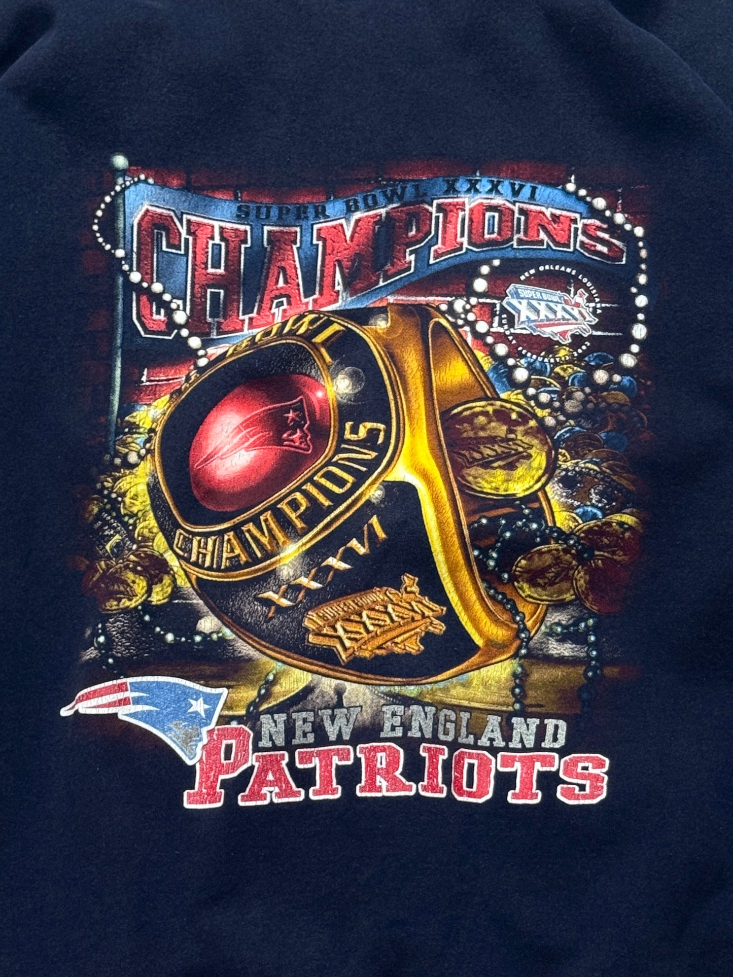 Vintage 2002 New England Patriots NFL Superbowl Sweater (2XL)